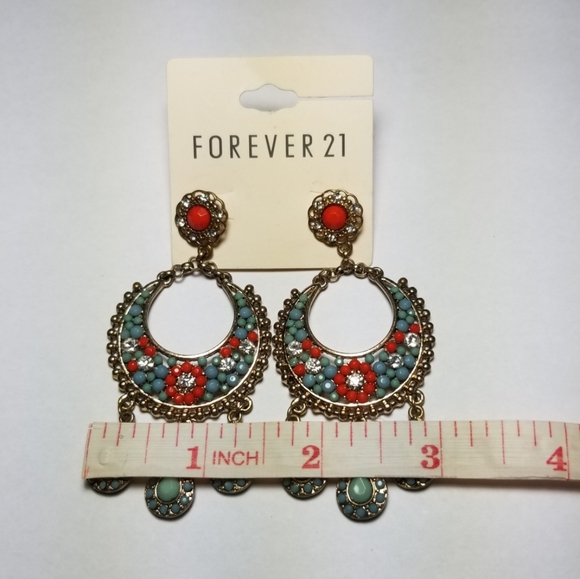 FOREVER 21 CHANDELIER MANDALA BEADS PIERCE EARRING - Picture 5 of 8